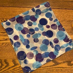 Oblong Blue, White & Purple Scarf with Circles and Ovals Pattern